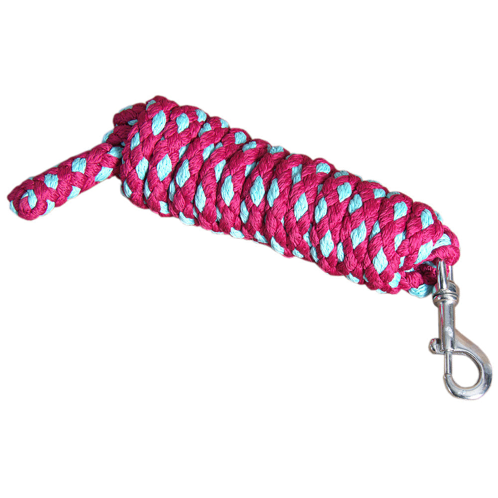 Hilason Horse Riding Poly Roping Lead Rope Burgundy 1/4&quot;X8 Ft Snaps