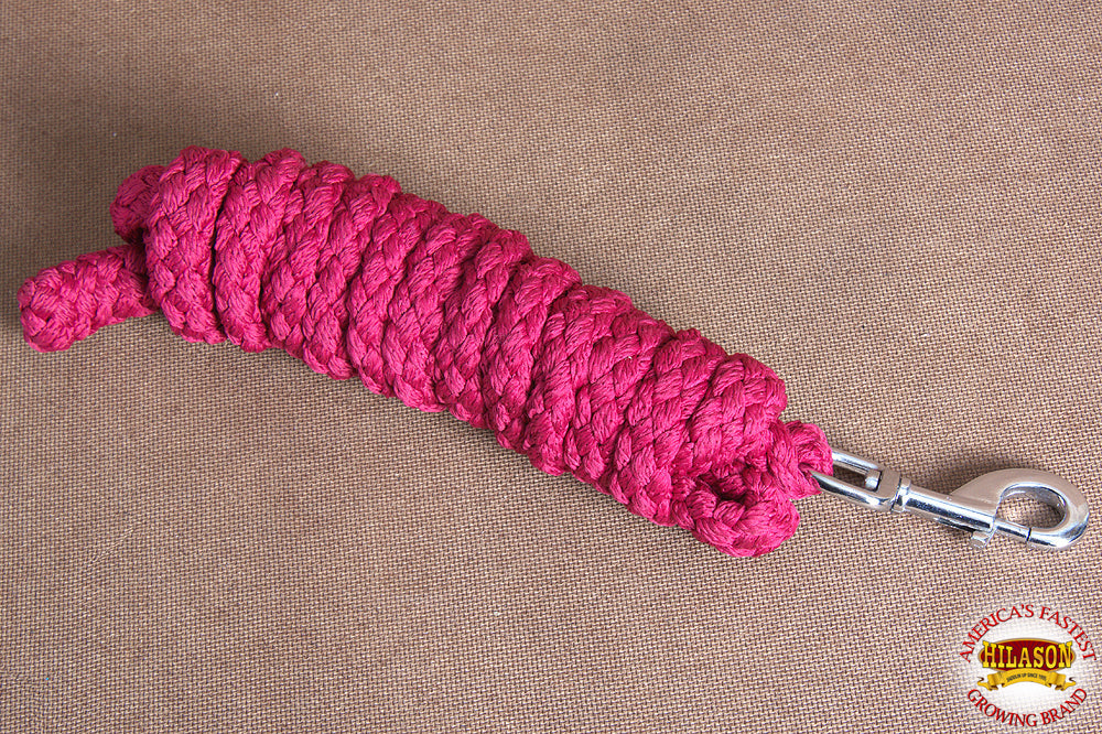 Hilason Horse Riding Poly Roping Lead Rope Burgundy 1/4&quot;X8 Ft Snaps