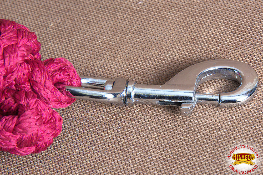 Hilason Horse Riding Poly Roping Lead Rope Burgundy 1/4&quot;X8 Ft Snaps