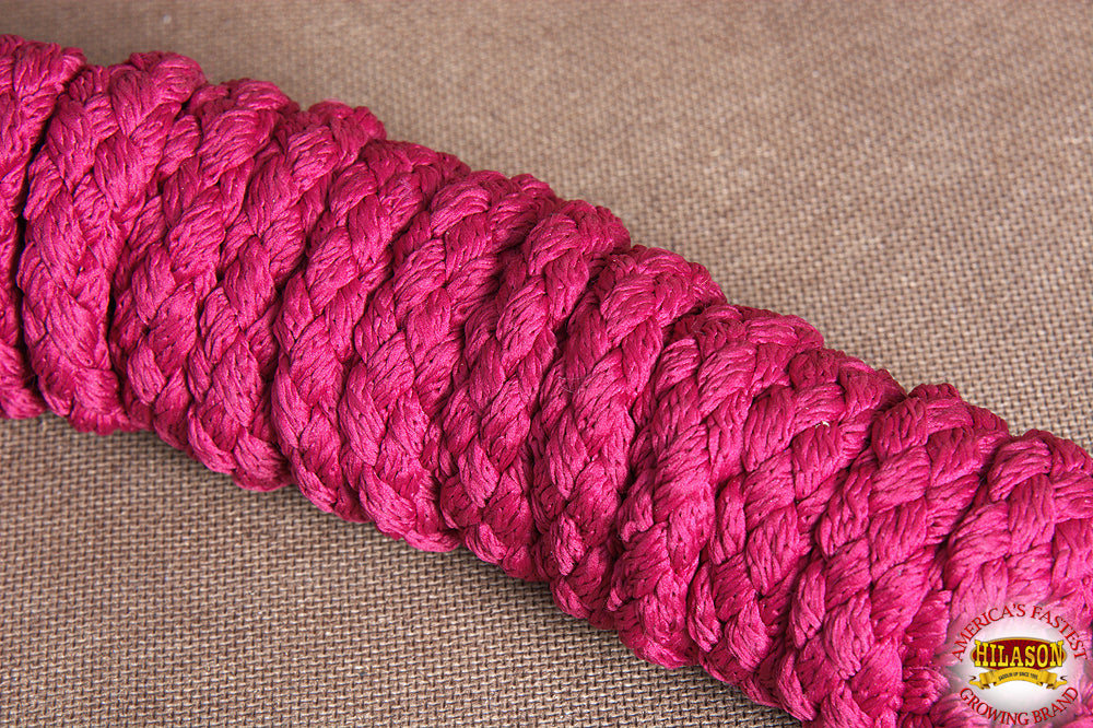Hilason Horse Riding Poly Roping Lead Rope Burgundy 1/4&quot;X8 Ft Snaps
