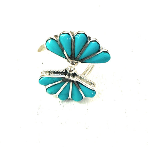 Zuni Sterling Silver & Turquoise Adjustable Ring