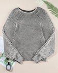 Stripe Ribbed Knit Boat Neck Sweater
