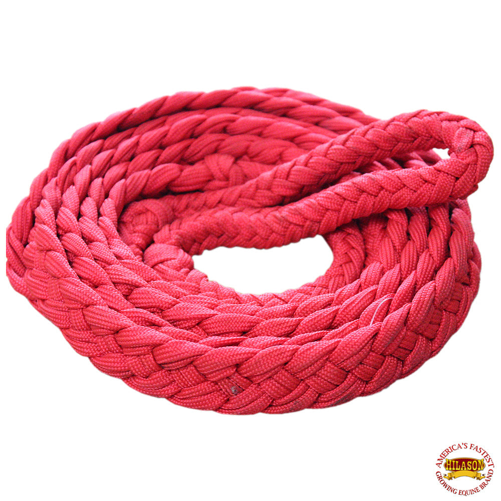 Hilason Braided Poly Barrel Racing Contest Reins Flat 1" X 8Ft Red