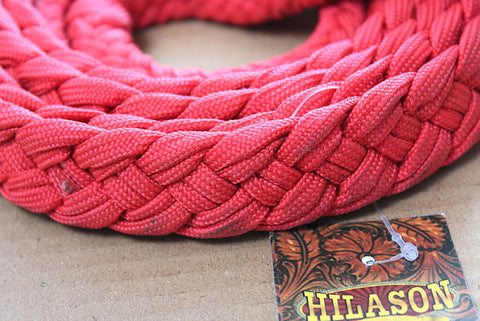 Hilason Braided Poly Barrel Racing Contest Reins Flat 1" X 8Ft Red