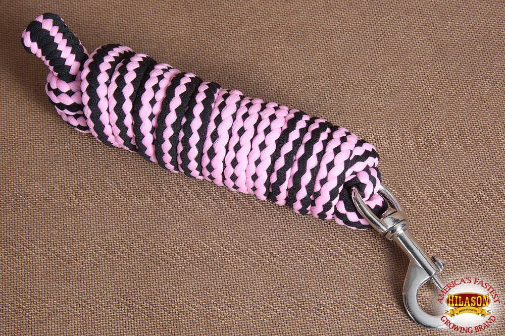 Hilason Horse Riding Poly Roping Lead Rope Burgundy 1/4&quot;X8 Ft Snaps