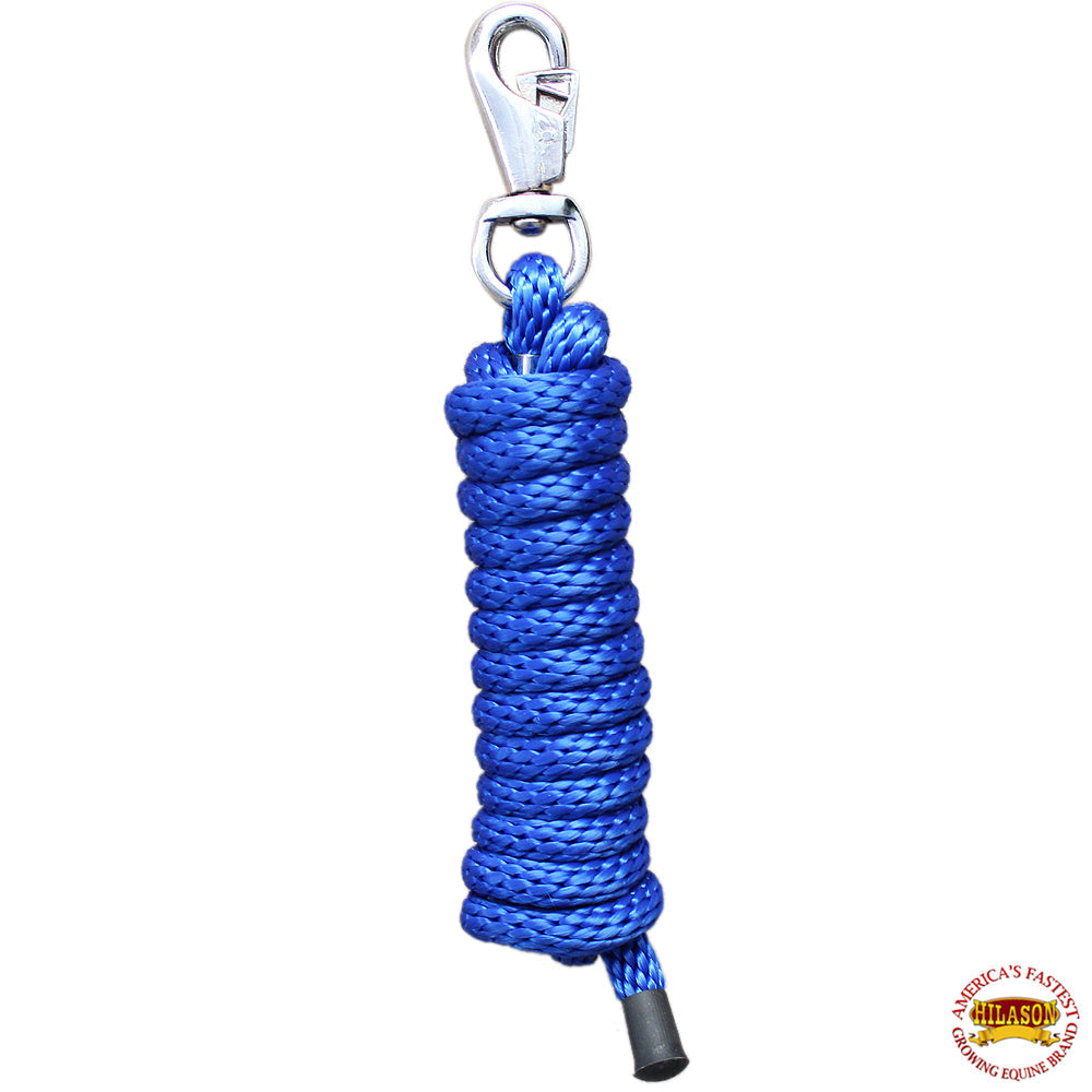 Horse Roping Lead Rope Riding Poly Blue Black White 1/4&quot;X8 Ft Snaps