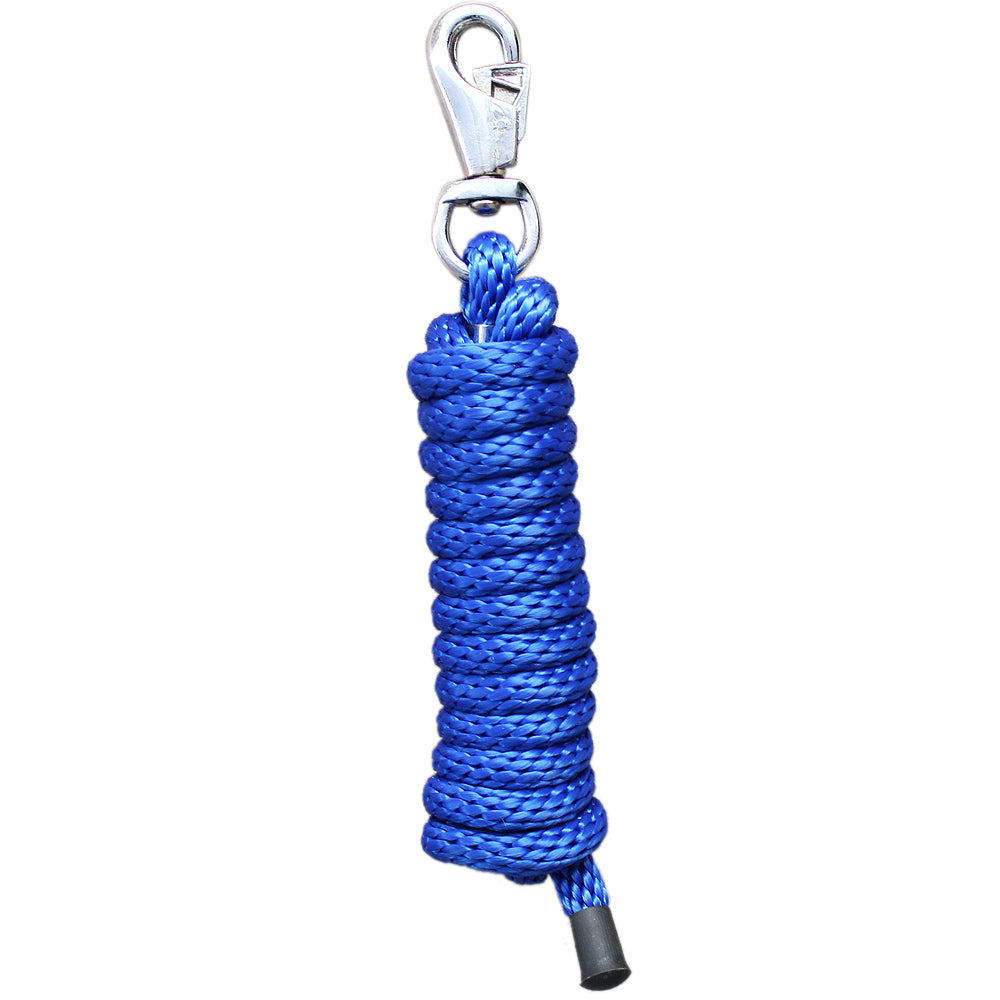 Horse Roping Lead Rope Riding Poly Blue Black White 1/4&quot;X8 Ft Snaps