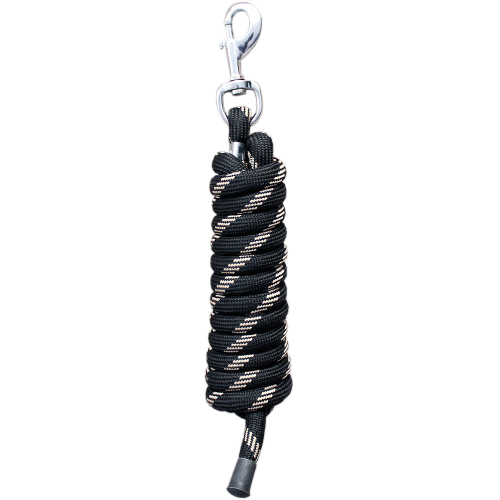 Horse Roping Lead Rope Riding Poly Blue Black White 1/4&quot;X8 Ft Snaps