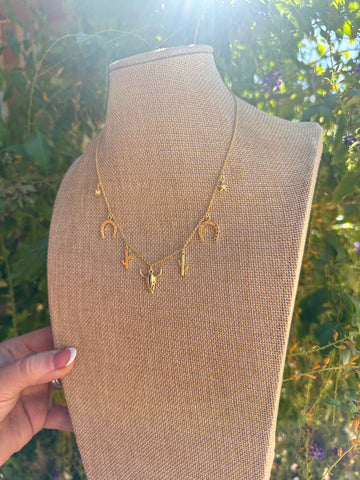 Golden Collection 14K Gold Plated Western Charm Necklace-Unique Style