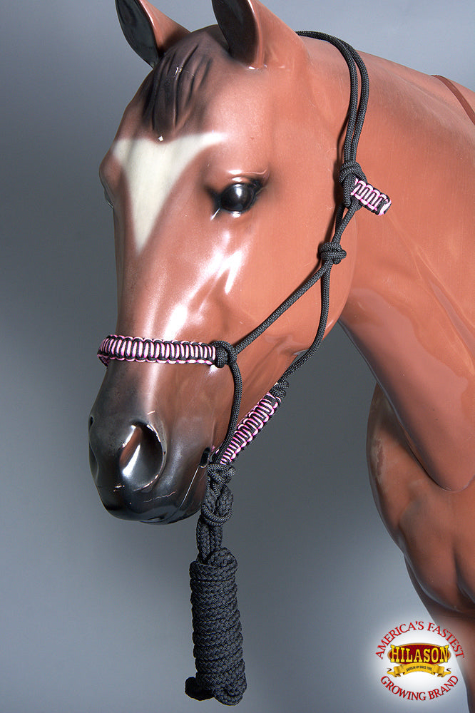 HILASON Western Horse Poly Rope Tied Adjustable Halter 8 Ft Lead Rope