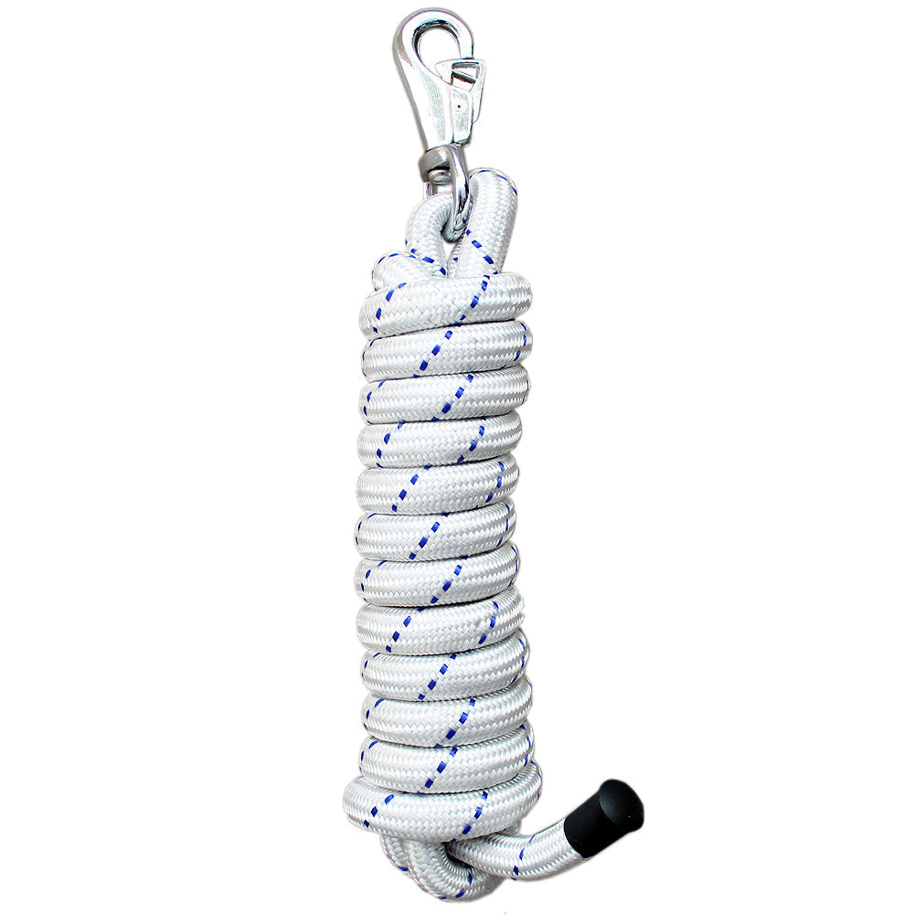 Horse Roping Lead Rope Riding Poly Blue Black White 1/4&quot;X8 Ft Snaps