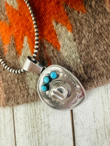 Navajo Turquoise & Sterling Silver Cowboy Hat Pendant