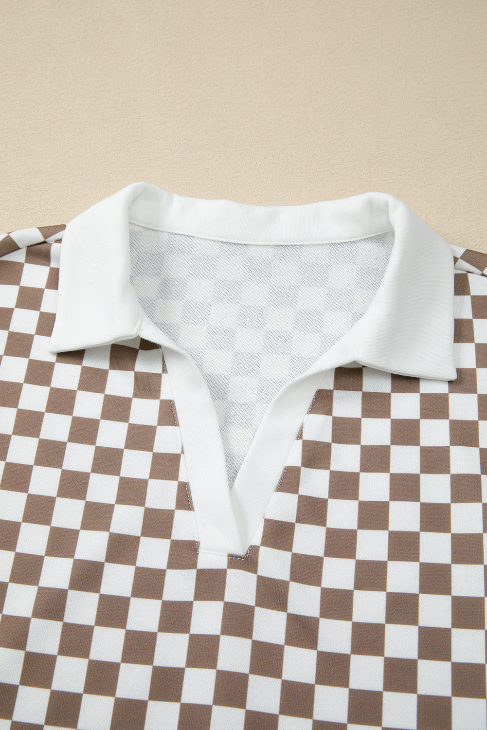 Checker Long Sleeve Top and Drawstring Mini Skirt Set