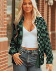Checker Flap Pocket Button Front Shacket