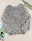 Stripe Ribbed Knit Boat Neck Sweater
