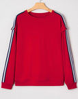 Varsity Stripe Contrast Ribbed Trim Sweatshirt