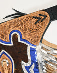 Hilason Bull Riding Light Natural Hair On Leather Rodeo Chaps