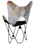 Genuine Leather Butterfly Chair Folding Lounge Modern Sling Accent Seat