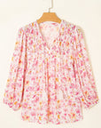 Floral Tassel Tie Smocked Blouse