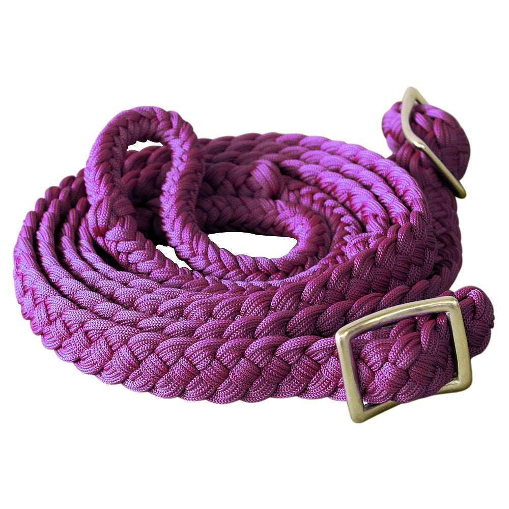 1&quot; X 8Ft Hilason Braided Poly Barrel Horse Racing Reins Flat Grip Knots