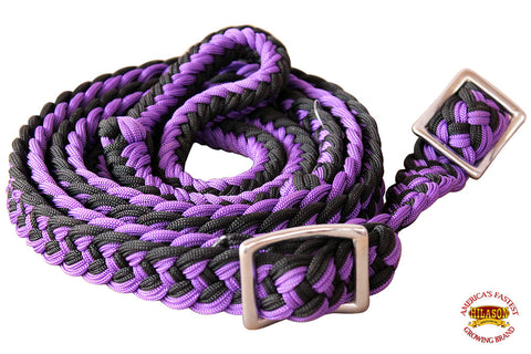 1" X 8Ft Hilason Braided Poly Barrel Horse Racing Reins Flat Grip Knots