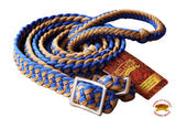 1" X 8Ft Hilason Braided Poly Barrel Horse Racing Reins Flat Grip Knots