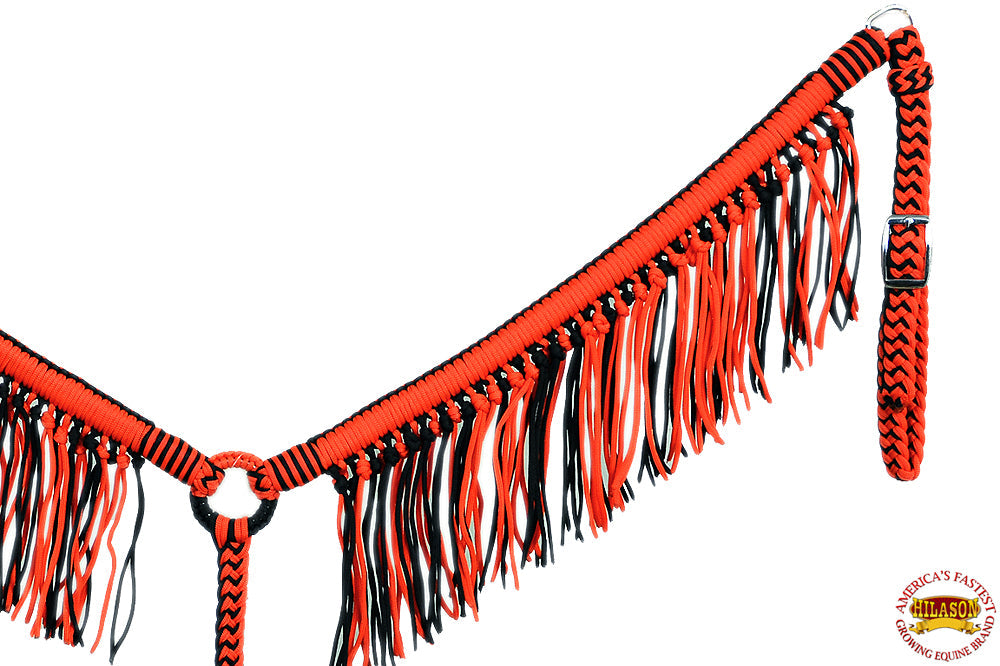 Horse Breast Collar Flat Braided Paracord With Fringes By Hilason