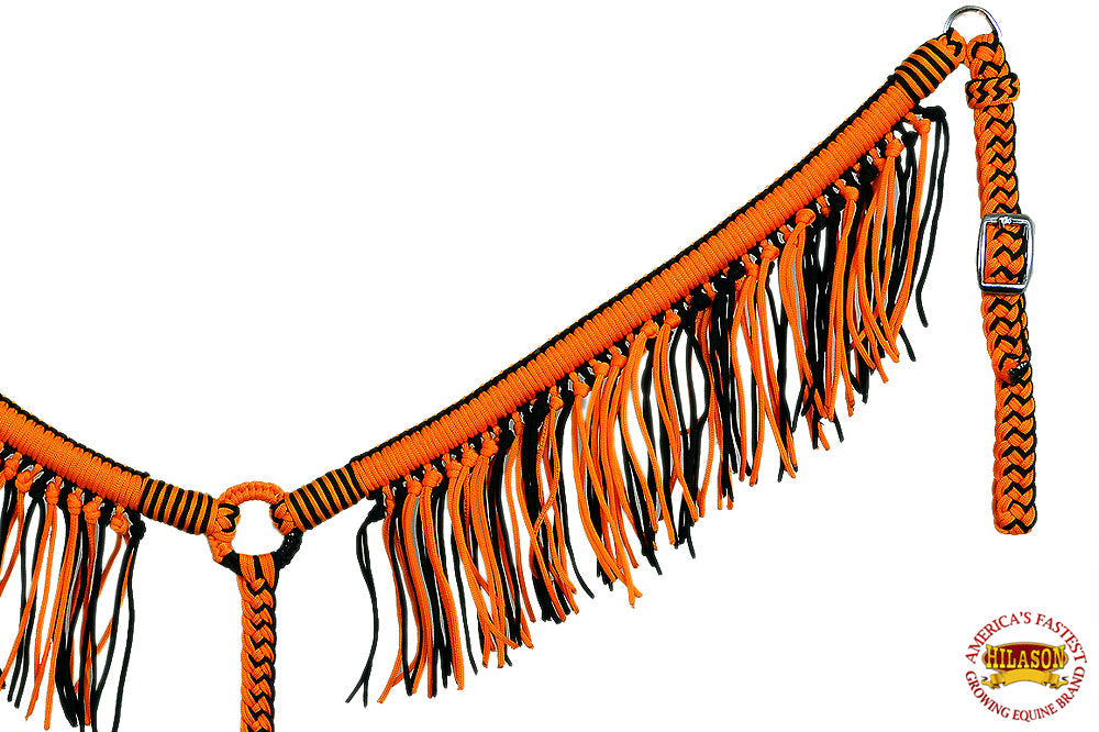 Horse Breast Collar Flat Braided Paracord With Fringes By Hilason