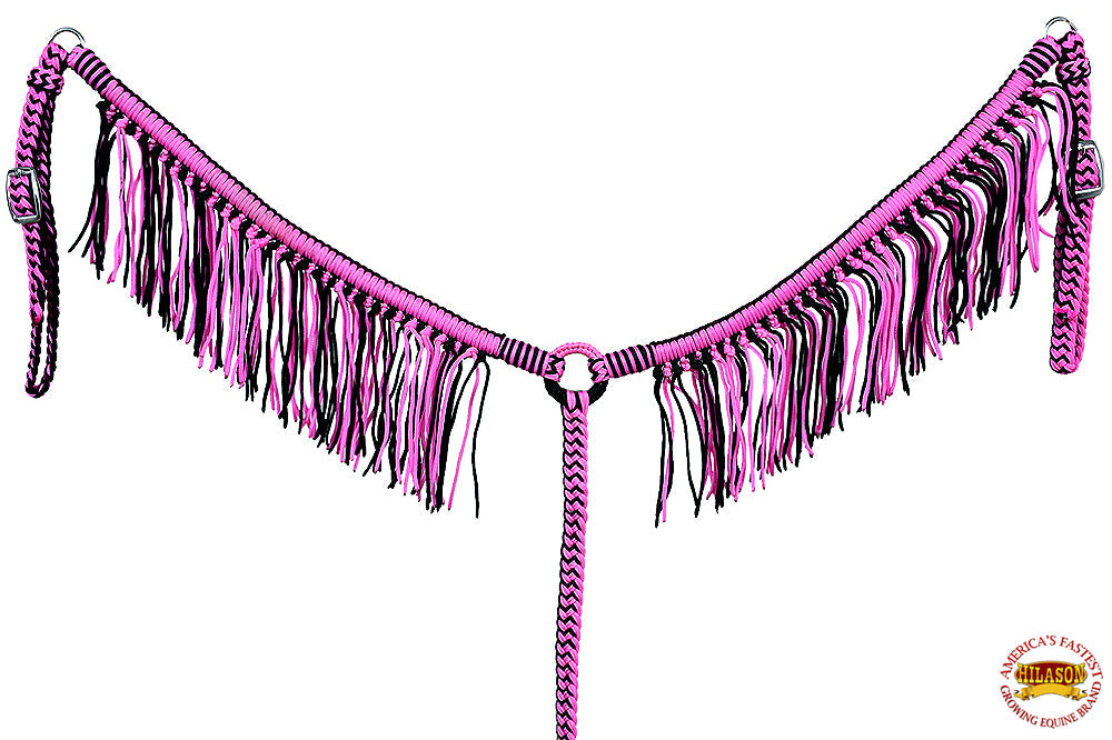Horse Breast Collar Flat Braided Paracord With Fringes By Hilason