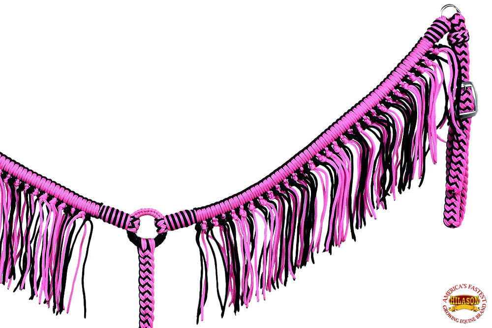 Horse Breast Collar Flat Braided Paracord With Fringes By Hilason