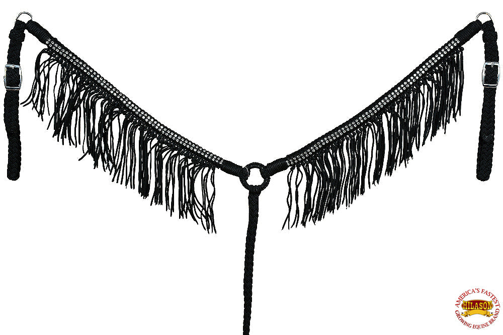 Hilason Horse Flat Braided Paracord Crystal Fringes Breast Collar