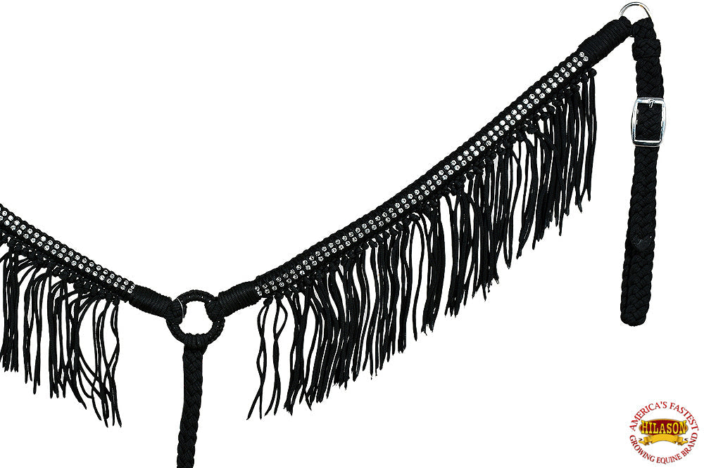 Hilason Horse Flat Braided Paracord Crystal Fringes Breast Collar