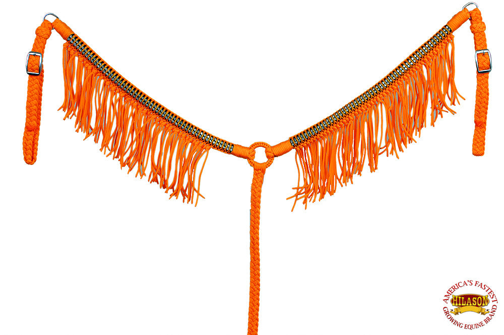 Hilason Horse Flat Braided Paracord Crystal Fringes Breast Collar