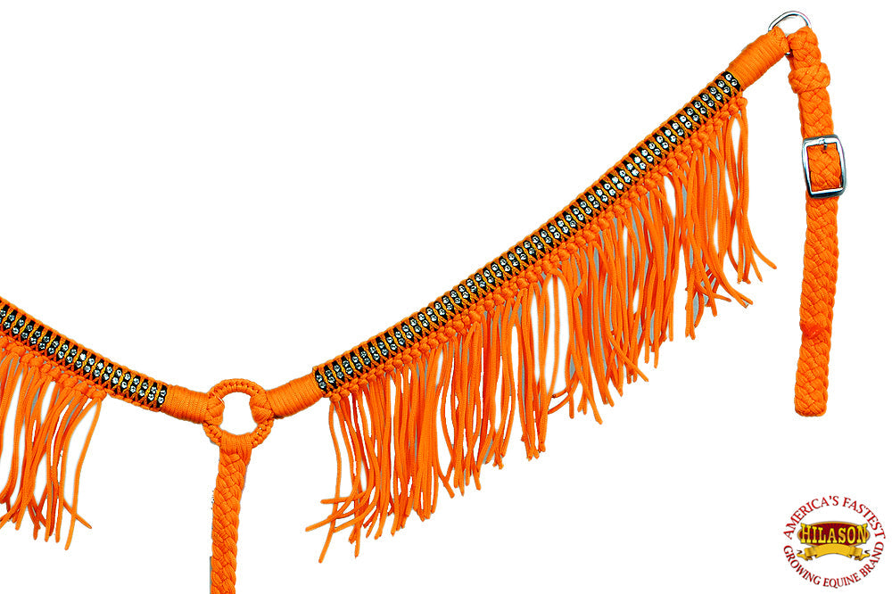 Hilason Horse Flat Braided Paracord Crystal Fringes Breast Collar