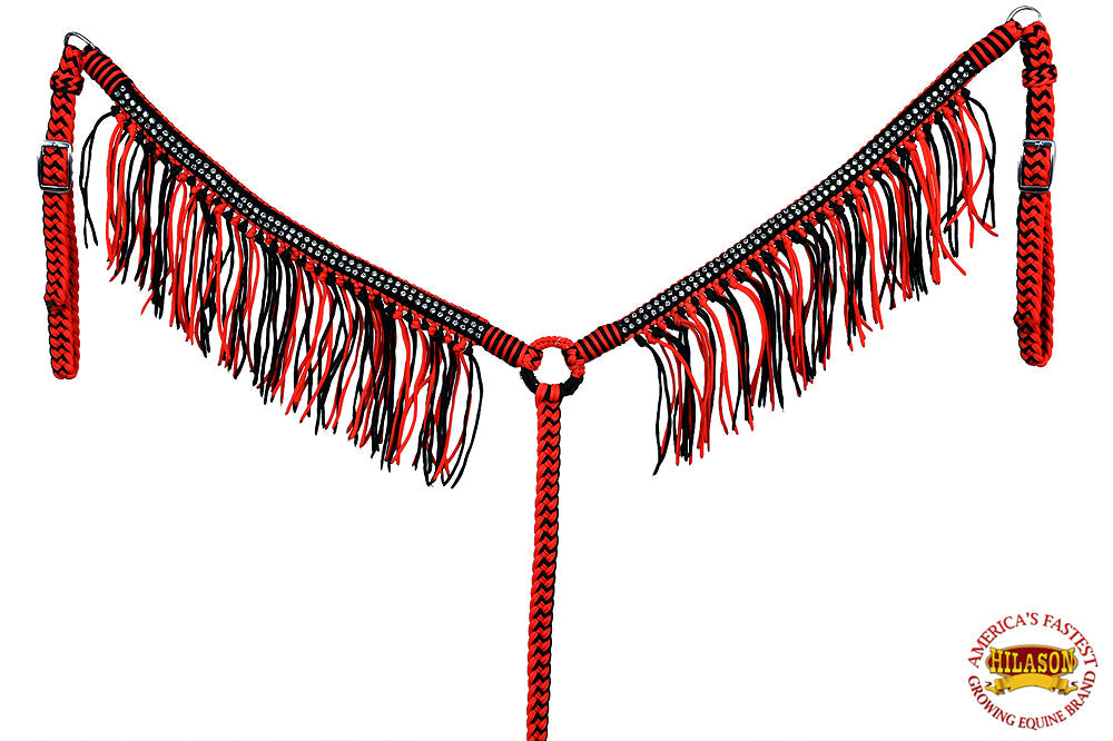 Hilason Horse Flat Braided Paracord Crystal Fringes Breast Collar