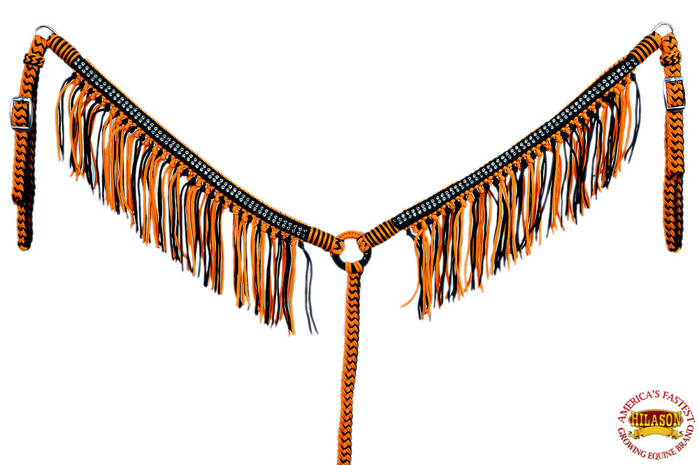 Hilason Horse Flat Braided Paracord Crystal Fringes Breast Collar