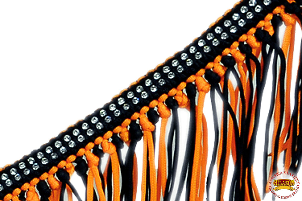Hilason Horse Flat Braided Paracord Crystal Fringes Breast Collar