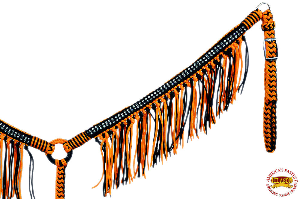 Hilason Horse Flat Braided Paracord Crystal Fringes Breast Collar