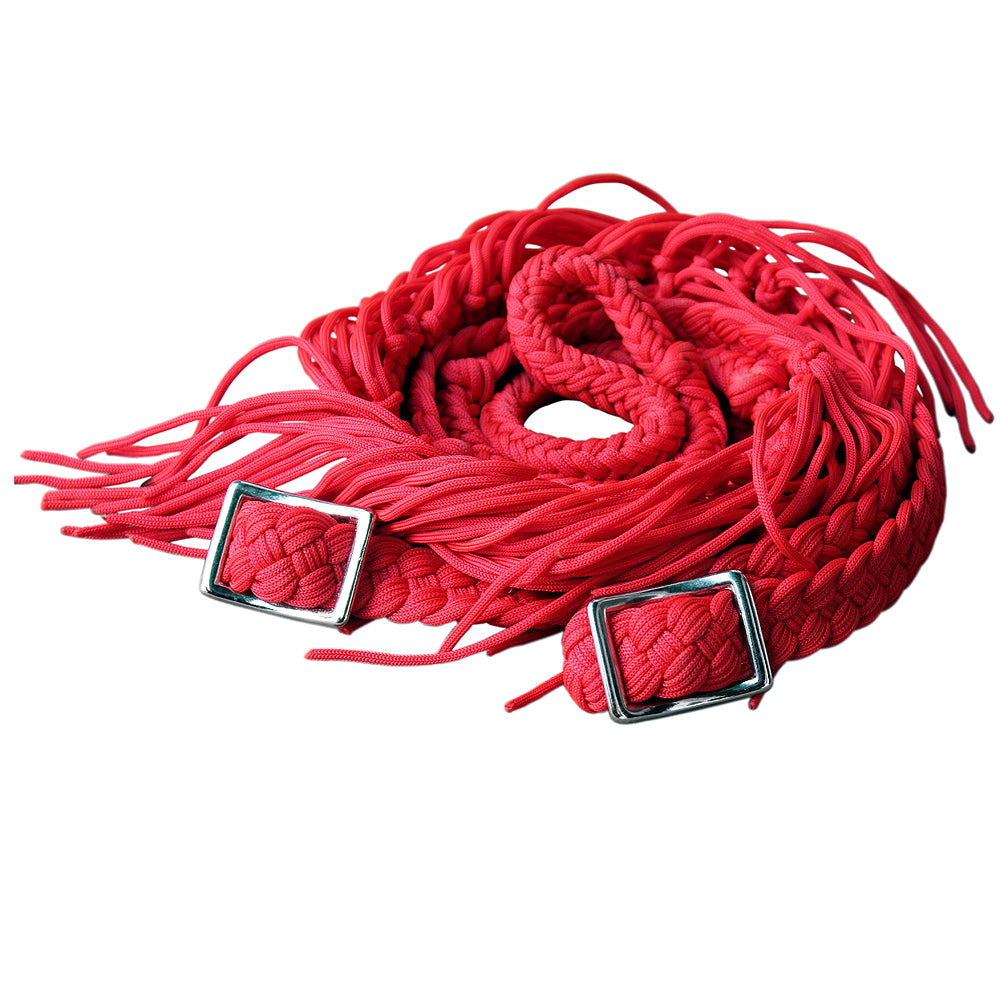 1&quot; X 8Ft Hilason Braided Poly Barrel Horse Racing Reins Flat Grip Knots