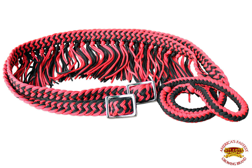 1&quot; X 8Ft Hilason Braided Poly Barrel Horse Racing Reins Flat Grip Knots