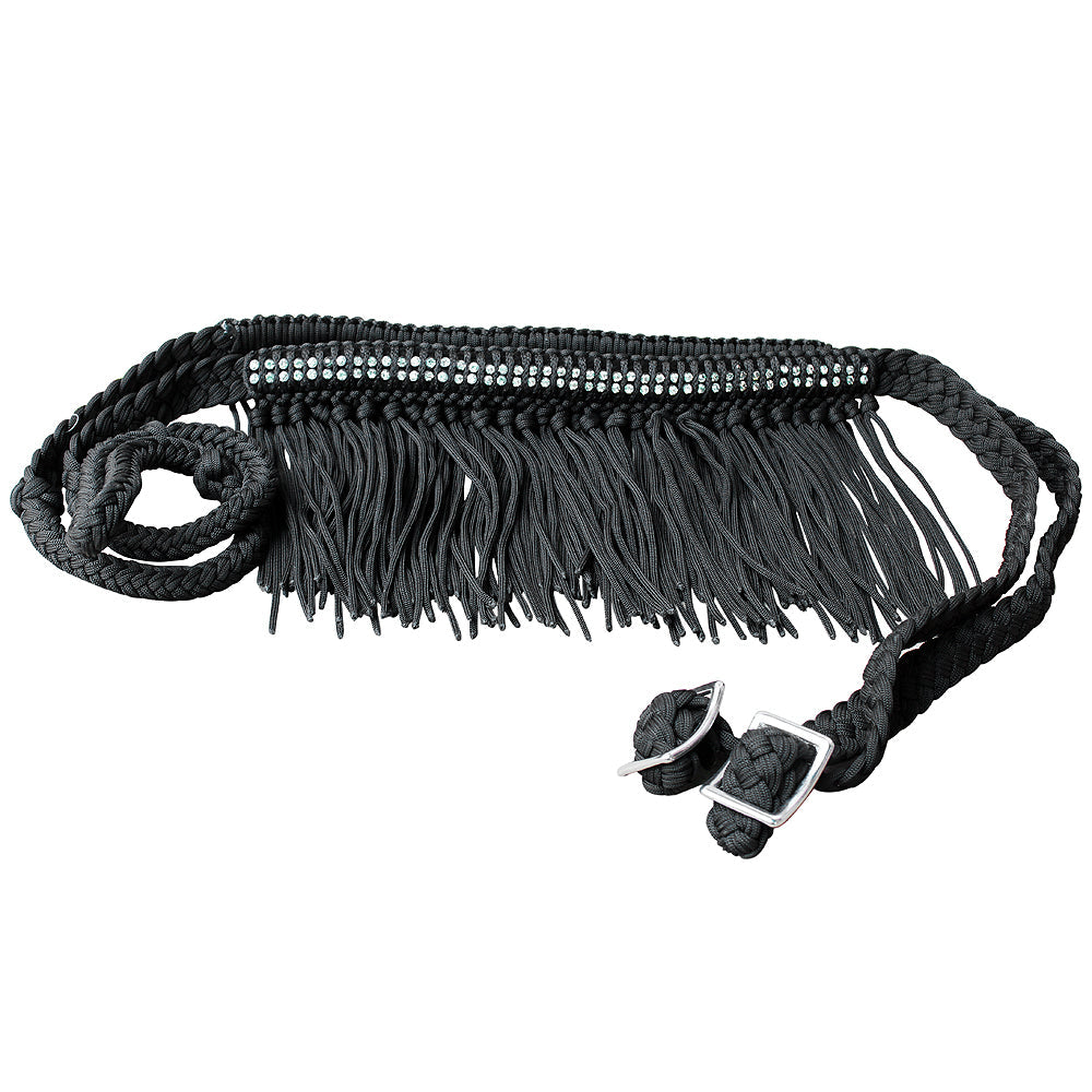 1&quot; X 8Ft Hilason Braided Barrel Horse Racing Reins Knots Fringe Crystal