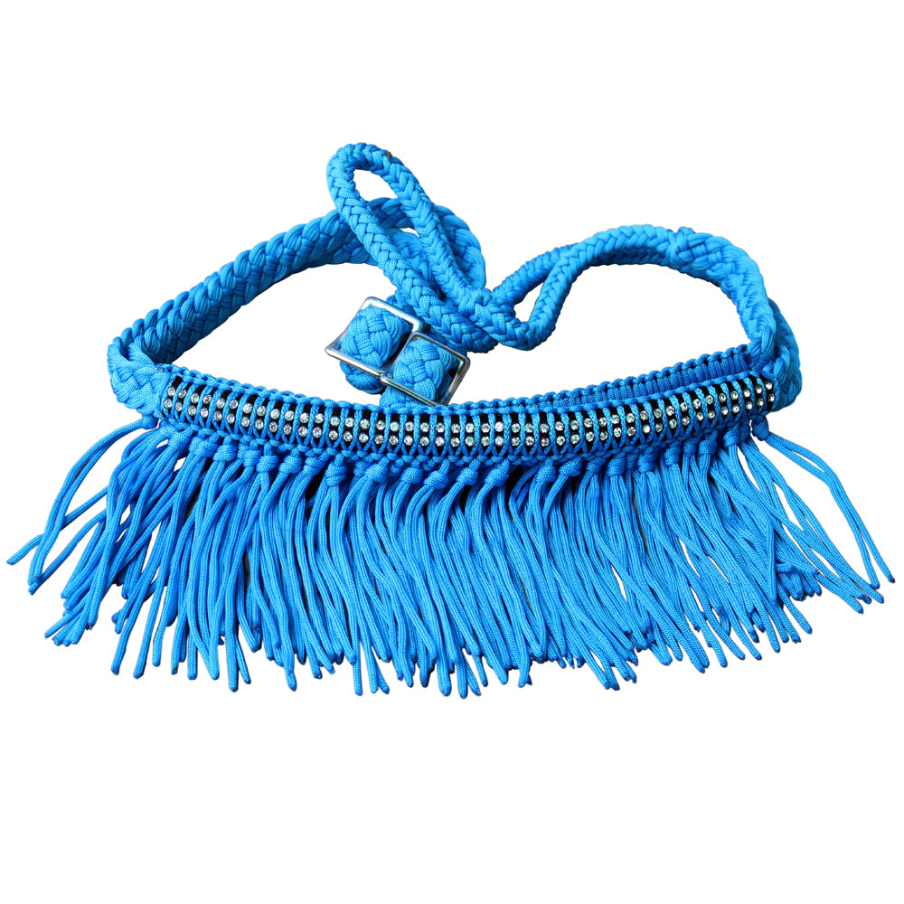 1&quot; X 8Ft Hilason Braided Barrel Horse Racing Reins Knots Fringe Crystal
