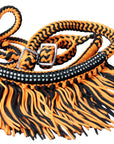 1" X 8Ft Hilason Braided Barrel Horse Racing Reins Knots Fringe Crystal