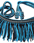 1" X 8Ft Hilason Braided Barrel Horse Racing Reins Knots Fringe Crystal