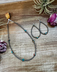 Mixed Turquoise & Spiny Oyster Teardrop Earrings – Sterling Silver Pearls