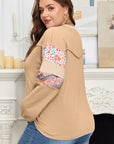 Plus Size Floral Patchwork Reverse Seam Top