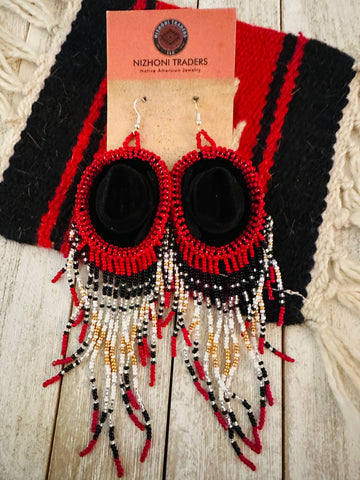 Navajo Beaded Cowboy Hat Dangle Earrings - Everest Ranch