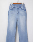 Solid Mineral Wash Raw Hem Flared Jeans