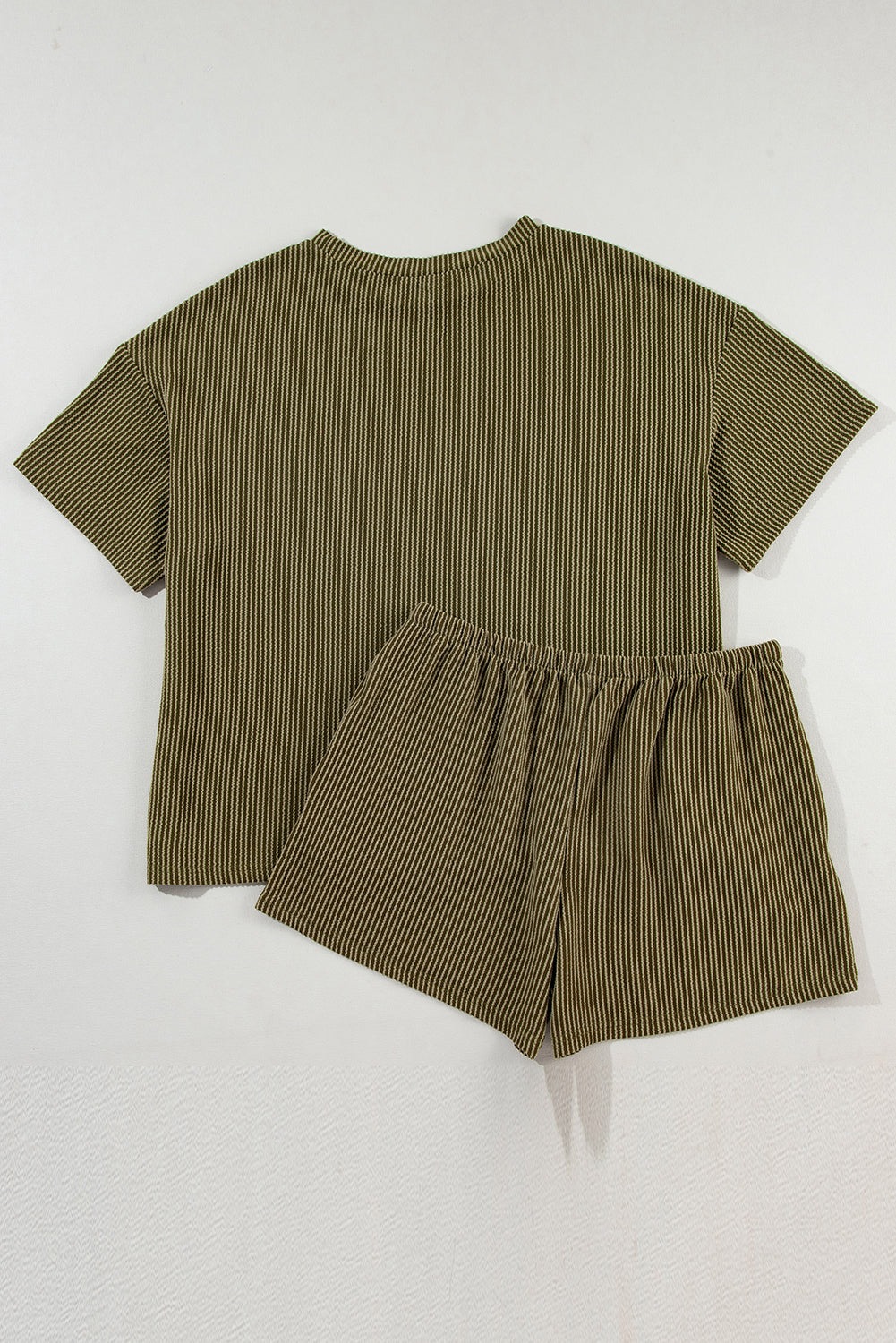 Solid Corded Short Sleeve Tee and Shorts Set