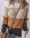 Madison Colorblock Cable Knit Sweater